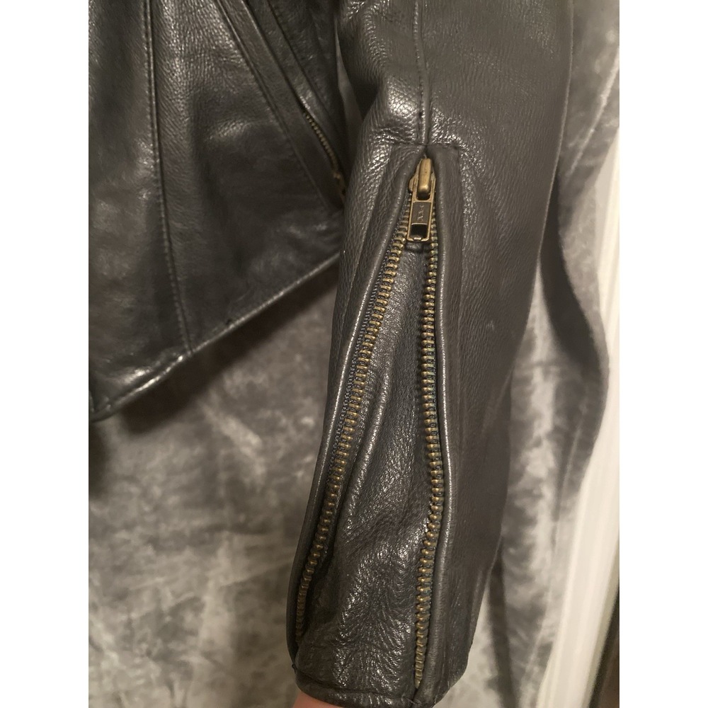 Hot Leathers Women's Vtg Black Leather Motorcycle Sport Zipper Jacket Sz M USA - Picture 8 of 16